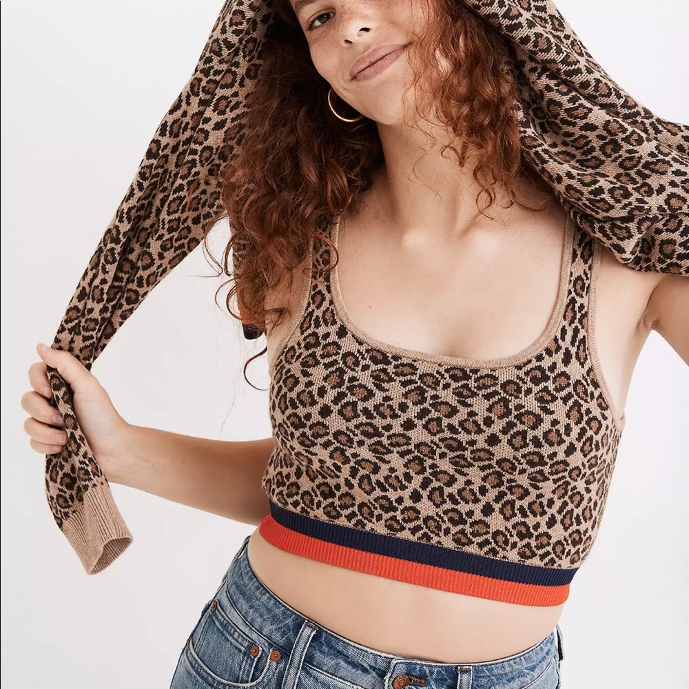Anthropology/ Kule NWT XL Cropped leopard sweater top